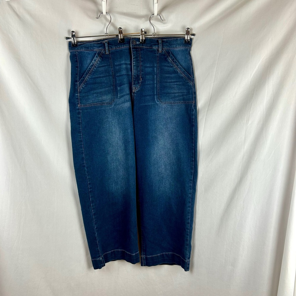 Nicole Miller New York Nomad Super High Rise Wide Leg Jeans Dark Wash Size 14 - Picture 2 of 11